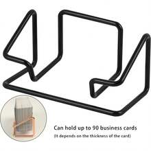 Business Card Holder Desk, Metal Cute Card Display Stand, Compatible With Various Countertops, Horizontal Black - Rose Gold - View 2