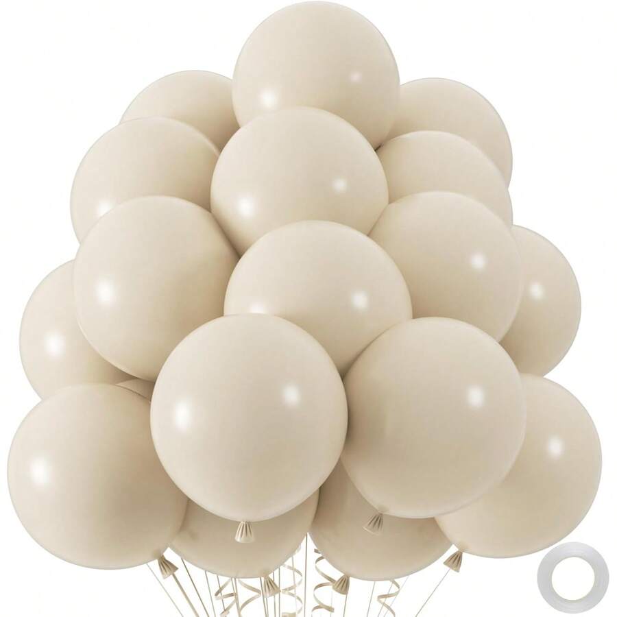 15/25/35/45/55入/組 沙白色乳膠派對氣球,18/12/10/5英吋沙白色氣球拱門裝飾組,適用於復活節主題婚禮、畢業生日、性別揭曉、新娘派對、週年慶、派對裝飾 - 沙白色 - 查看 1