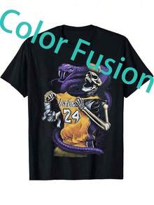 BANC Basketball-Inspired Urban T-Shirt Collection - Black With Purple And Yellow Graphic, "ShirtBANC" Design, Casual Crew Neck, Regular Fit For Adults, Casual Wear | Sporty Design | Comfortable Fit - 黑色 - 查看 11