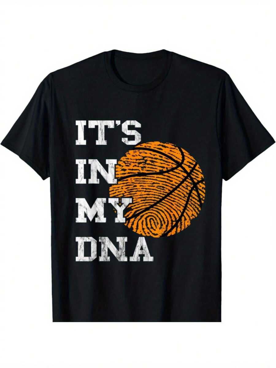 Men's Basketball Jersey With DNA Technology And Quick-Drying Properties - 180G Cotton Casual Sports Jersey, Short Sleeves And Crew Neck, Suitable For Casual Wear, Gym, Summer Activities - Gift For Him/Her, For Year-Round Athletes - 黑色 - 查看 1