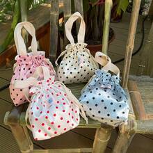 Polka Dot Drawstring Bag, Large Capacity Handheld Portable Pouch, Cosmetic Storage Bag, Travel Makeup Organizer - Multicolor - View 1