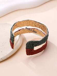 1 chiếc vòng tay hở bằng sợi raffia dệt hai tông màu kiểu Maillard, chất liệu kim loại, phong cách nghỉ dưỡng, thiết kế độc đáo, phụ kiện đa năng kiểu Pháp, phù hợp cho kỳ nghỉ biển, dã ngoại mùa thu, lễ hội âm nhạc, phong cách Boho, chụp ảnh du lịch cùng bạn gái, tạo vẻ ngoài Maillard mùa thu/đông, trang phục nghỉ mát thường ngày, phối hợp hoàn hảo cho buổi hẹn hò. - Nhiều màu - Xem 7