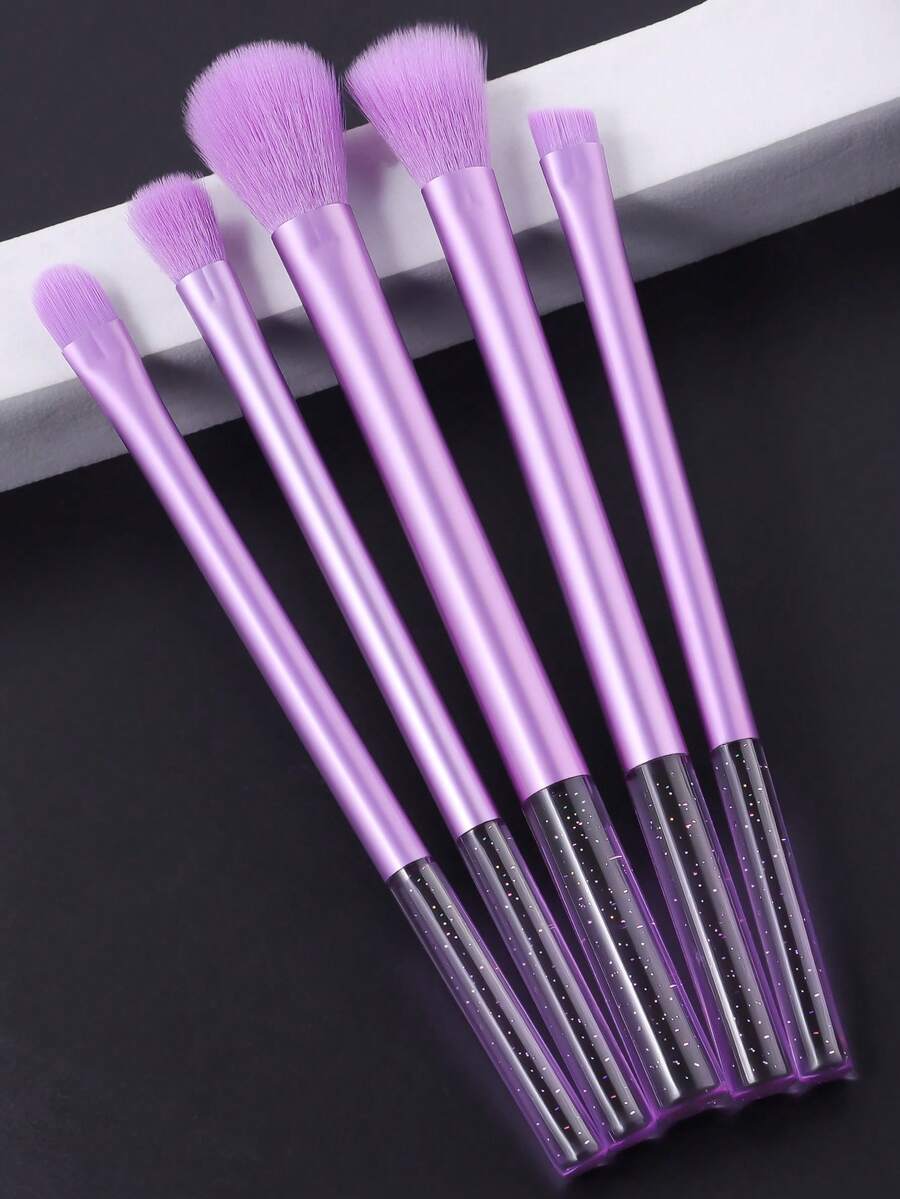 ronshadow Bộ 5 cọ trang điểm cán trong suốt, bao gồm cọ má hồng, cọ tạo khối, cọ tán phấn mắt tròn, cọ tán phấn mắt dẹt, cọ kẻ lông mày vát, lý tưởng cho người mới bắt đầu tạo nên vẻ ngoài trang điểm hoàn hảo. - Nhiều màu - Xem 1