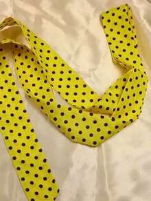 1 pieza Pañuelo de mujer con estampado de lunares en sarga, elegante y de moda, se puede usar como pañuelo decorativo para el cuello, diadema, lazo para el cabello, también adecuado para bolsos, carteras y decoración de ropa, accesorio ideal para todas las estaciones - Amarillo - Ver 3