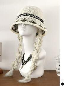 1 pièce Chapeau seau en tricot jacquard pour femmes, chapeau de bassin à large bord respirant et polyvalent pour l'été, chapeau seau à large bord respirant et polyvalent pour la protection solaire au printemps, chapeau seau à large bord respirant et polyvalent pour la protection solaire en été - multicolore - Voir 18