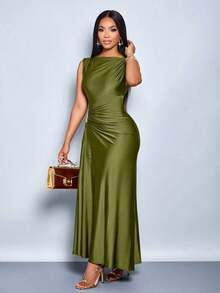Women Midi Dresses - Army Green - View 3