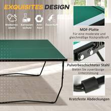 Indoor Ping-Pong Table With Wheels, Folding Ping-Pong Table, Ping-Pong Set Including 2 Paddles, 3 Balls, Steel, Green - Green - View 5