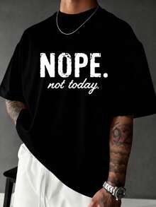Men's Oversized T-Shirts, Casual Short Sleeve, No, Not Today, Fishing, Hiking & Outdoors, Skin-Friendly | Men's Summer Fashion Top |  Fashion Top - 黑色 - 查看 1