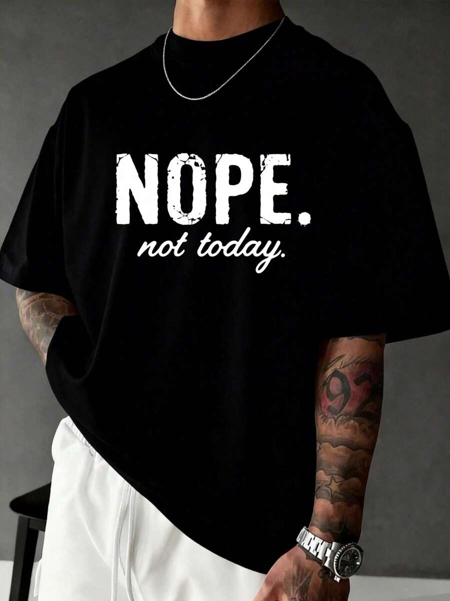 Men's Oversized T-Shirts, Casual Short Sleeve, No, Not Today, Fishing, Hiking & Outdoors, Skin-Friendly | Men's Summer Fashion Top | Fashion Top - 黑色 - 查看 1