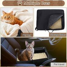 Caja de arena para gatos plegable y portátil con tapa, asa y bandeja para arena, caja de arena de viaje ligera, esencial para gatos y gatitos - Unitalla - Ver 7