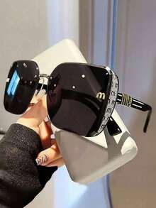 1pc Retro Square Frame Women's Fashion Glasses, Full-Frame Fashionable Multifunctional Glasses, Suitable For Vacation, Travel, Beach Accessories - Multicolor - View 9