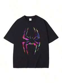 Rapper Metros Boominss Heroes &Amp;Camiseta con Estampado de Araña Villains, Moda Masculina, Ropa Urbana, Camisetas Hip Hop para Hombre, Camisetas Oversize para Hombre, Atuendo para el Día de San Valentín, Camiseta Casual Estampada de Manga Corta para Chicas Adolescentes, Uso Diario, Cómoda y Amigable con la Piel, Estilo Clásico, Camisetas de Manga Corta para Chicas Adolescentes. - Negro - Ver 1