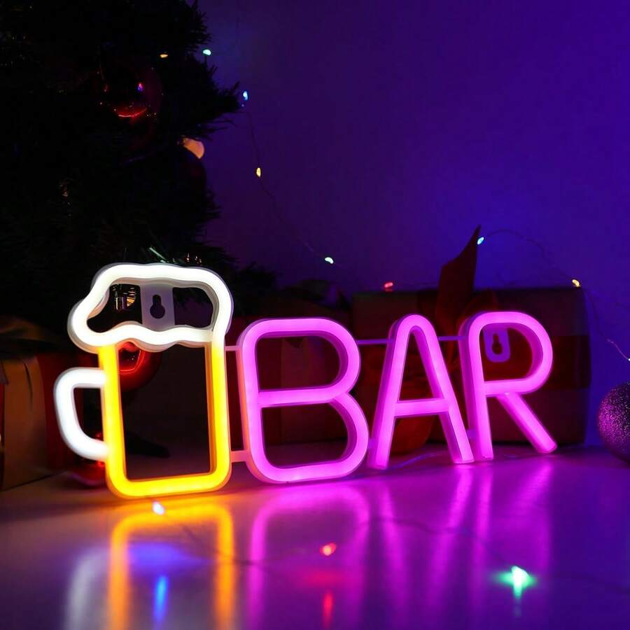 1pc Beer Neon Sign Light Up Your Home Bar - USB Operated LED Neon Light For Wall Decor! - Multicolor - View 1