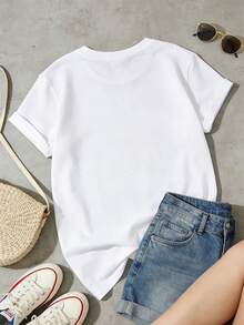 New In 2026 Girls' Summer Short Sleeve T-Shirt With Capybara Applique And Pink Bow. - Karlotta Capybara Print Round Neck Casual Blouse. For Parties And Casual Outfits NY-DX7357 In Spanish Girls' T-Shirt, Kids' T-Shirt, Cotton T-Shirt, Printed T-Shirts - 白色 - 查看 4