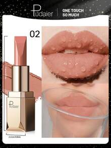 Pudaier 1pc Pink Nude Waterproof Non-Fading Lipstick, Suitable For All Skin Tones, Perfect Valentine's Day Gift For Her - 02 - View 10