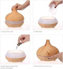 Onion Head Aromatherapy Diffuser - Home Essential Oil Set Humidifier - With Multiple LED Mood Lights - Cold Mist Aromatherapy Machine - Suitable For Bedrooms, Large Rooms, Living Rooms, With Light Wood Grain Texture - Light Wood Grain - View 12