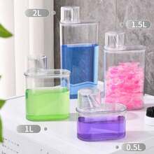 1pc Sealed Laundry Detergent Container With Measuring Cup - Multifunctional Plastic Jar For Storing And Leak-Proof Dispensing Fabric Softener Powder - Multicolor - View 2