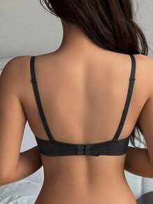 DAZY Deep V Push-Up Bra, Thick Cup Wireless Bra - Black - View 7