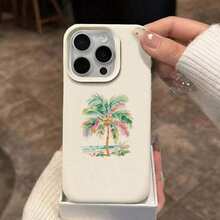 Fashionable Printed Cell Phone Case 20261pc, Vacation Style, TPU Material, Summer Coconut Tree Design, Compatible With Phones, Spring Gift, International Version, Not The National Version - 白色 12 - 查看 3