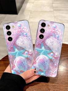 1個頂級夢幻貝殼珍珠幸運星柔軟保護手機殼，適用於華為、榮耀、Galaxy A04e/12/A13/A14/A34/A50/A52/A53/A54/S21/S22/S23/S24/S25/S25Ultra/S25FE/S26/S26 PLUS/S26 ULTRA/S26 EDGE/ 6A/7A/8A/ 12T/13T/15T/15 TPRO，[國際版非本地版] - 無色 - 查看 2