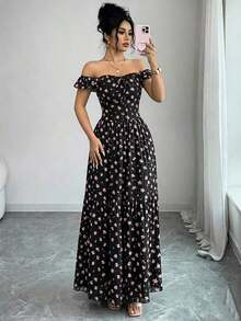 Women's Casual Summer Dress With Polka Dot Print, Bohemian Style, Loose Fit, Mid-Length, For Beach Vacation - 灰綠 - 查看 6
