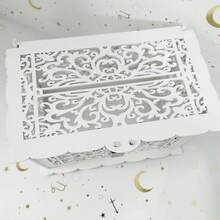 DIY Wooden Wedding Card Box - Wedding Supplies - Hollowed-Out Flower Name Card Box - Sign-In Box - Wooden Wedding Greeting Card Storage Box - Suitable For Weddings, Birthdays And Parties - one-size - View 3