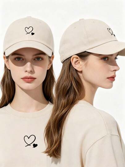 Mũ lưỡi trai unisex in hình trái tim, kiểu dáng cổ điển và thời trang, viền mềm thấm mồ hôi, có thể điều chỉnh kích thước, nhẹ, chống nắng, kiểu dáng cổ điển đa năng, phù hợp cho các hoạt động thể thao ngoài trời, mặc hàng ngày, dự tiệc và du lịch, món quà hoàn hảo cho gia đình và bạn bè.