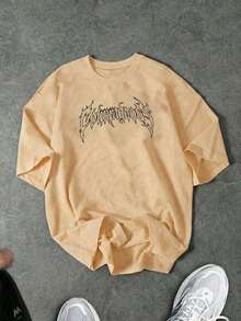 Men's Short-Sleeved Crew Neck T-Shirt With Print, Slim Fit Summer Casual Half-Sleeve, Modern And Comfortable Design, Urban Style, Printed Design, Casual T-Shirt, Basic T-Shirt, For Men And Women, For Couples - 紅色和黑色 - 查看 1
