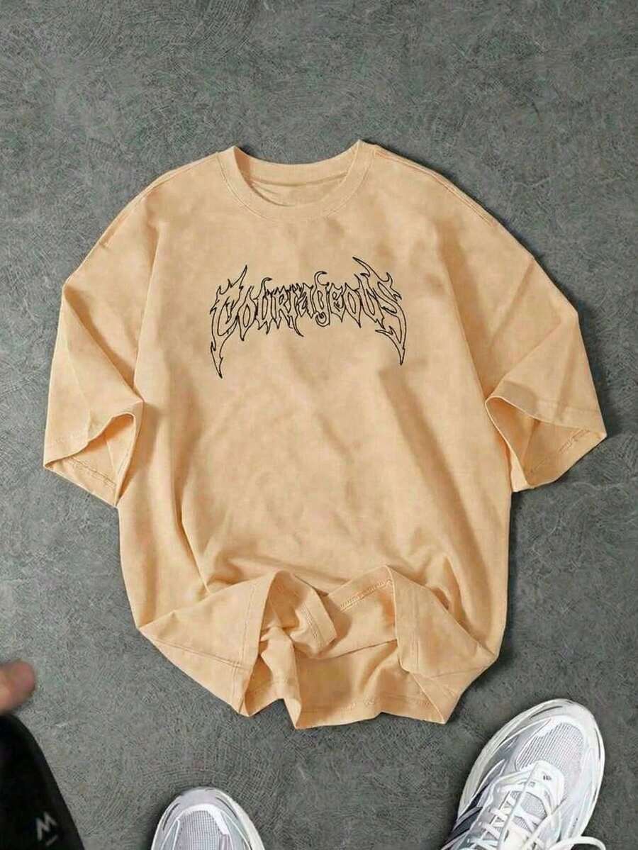 Men's Short-Sleeved Crew Neck T-Shirt With Print, Slim Fit Summer Casual Half-Sleeve, Modern And Comfortable Design, Urban Style, Printed Design, Casual T-Shirt, Basic T-Shirt, For Men And Women, For Couples - 紅色和黑色 - 查看 1
