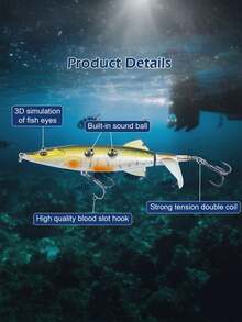 GOTURE 3pcs Realistic 3D Fish Eye Propeller Lures, Durable Double Ring Design, Built-In Rattle, High-Quality Blood Groove Hooks, Practical Surface Trolling Lure - Multicolor - View 4
