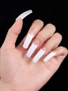 500Pcs 10 Sizes Acrylic Nail Tips, Half Cover False Nail Tips, French Acrylic Nails For Women For Nail Salons And Home DIY - White - View 3