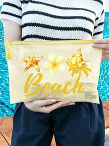 Tas Pantai PVC Tahan Air Modis dengan Motif Kerang "Pantai", Ukuran A4, Tas Kosmetik Transparan, Tas Perlengkapan Mandi, Resleting Nilon, Cocok untuk Berenang, Menyelam, Liburan Musim Panas, Ringan, Perlengkapan Pantai, Perlengkapan Perjalanan/Kembali ke Sekolah, Teman Liburan - MultiWarna - View 8
