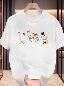 Casual Graphic T-Shirts, New Release, 1 Piece. Men's Casual Cotton T-Shirt With Cat Illustration On The Pocket, Casual, Sporty, For Vacation. Summer Casual Fashion. - 白色 - 查看 8