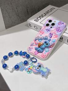Disney Has Authorized, Phone Case - Chain Set, The Stitch Lilo & Stitch 3D Phone Case Plus A Silicone 3D Stitch Bracelet With Metallic Ring Removable Bracelet, Stitch And Angel Pattern, Compatible With Iphone17/16/15/14/13/12/11/XS/XR/X Plus Pro Max, A Stylish Cartoon Phone Case, The Perfect Gift Choice, Phone Protection, Durable Phone Cover, Great Gift For Friends And Family. - trắng - Xem 5