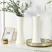 1pc Modern Textured Rhombus Pattern Vase, Minimalist Curved Vase Suitable For Reeds, Eucalyptus And Other Decorative Items, Compatible With Various Flowers, Elegant Home Decor For Living Room, Bedroom, Wedding, Office, Entertainment Venues - Long Vase - View 7