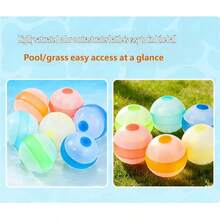 6Pcs Mesh Bag New Reusable Silicone Water Ball Splash-Proof, Easy And Quick Refill, Suitable For Home Outdoor Pool Or Yard Use, Hawaiian Party, Interactive Leisure Summer Water Game Equipment, Portable Home Water Game Supplies - Includes Portable Mesh Bag - Multicolor - View 2
