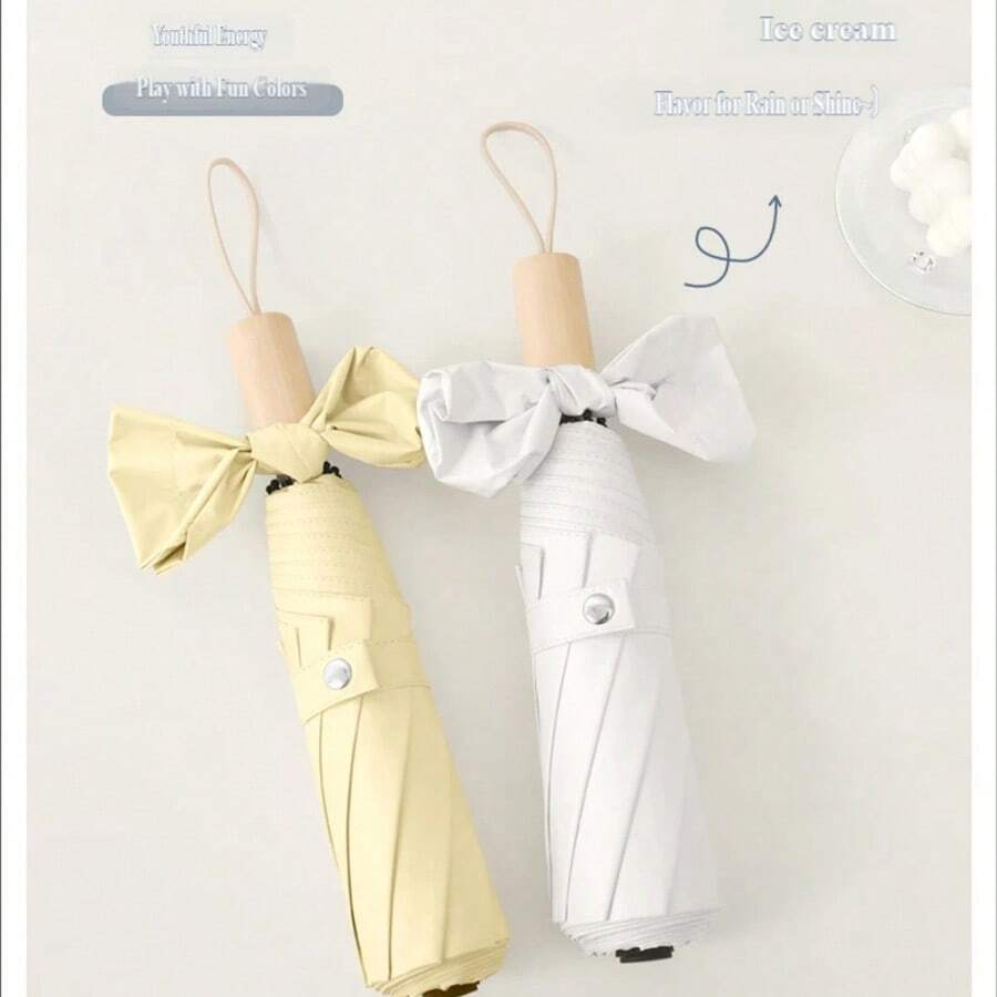 Ô dù gấp phong cách Nhật Bản siêu nhẹ cho nữ, chống tia UV, che nắng, 3 nấc gấp, dùng được cả khi mưa và nắng - Ô gấp ba - Xem 1