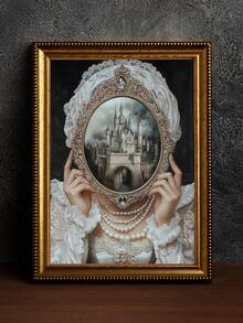 1 pièce Art mural sur canevas encadré Décoration murale Style gothique vintage victorien Dame et château miroir Affiche Dark Academia Convient pour le salon la chambre à coucher et la décoration de maison de style campagne sombre Art mural gothique fantastique mystérieux Cadeau Décoration de maison Décoration victorienne vintage Affiche gothique Décoration de chambre Décoration de salle de bain Décoration d'appartement Décoration de fête Cadeau de fête Décoration d'Halloween Affiche d'Halloween Art d'horreur Affiche gothique - A - Voir 2