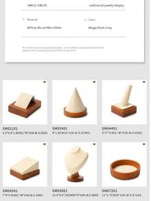 Oirlv Wooden Jewelry Tray Bracelet Ring Display Stand Set, Necklace Holder Jewelry Organizer Tray - Beige - Beige - View 4