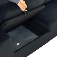Sofá esquinero con almacenamiento, sofá modular, sofá con otomana, sofá grande para sala de estar, moderno, cómodo, núcleo de muelles ensacados, 245,5 cm - Negro - Ver 11