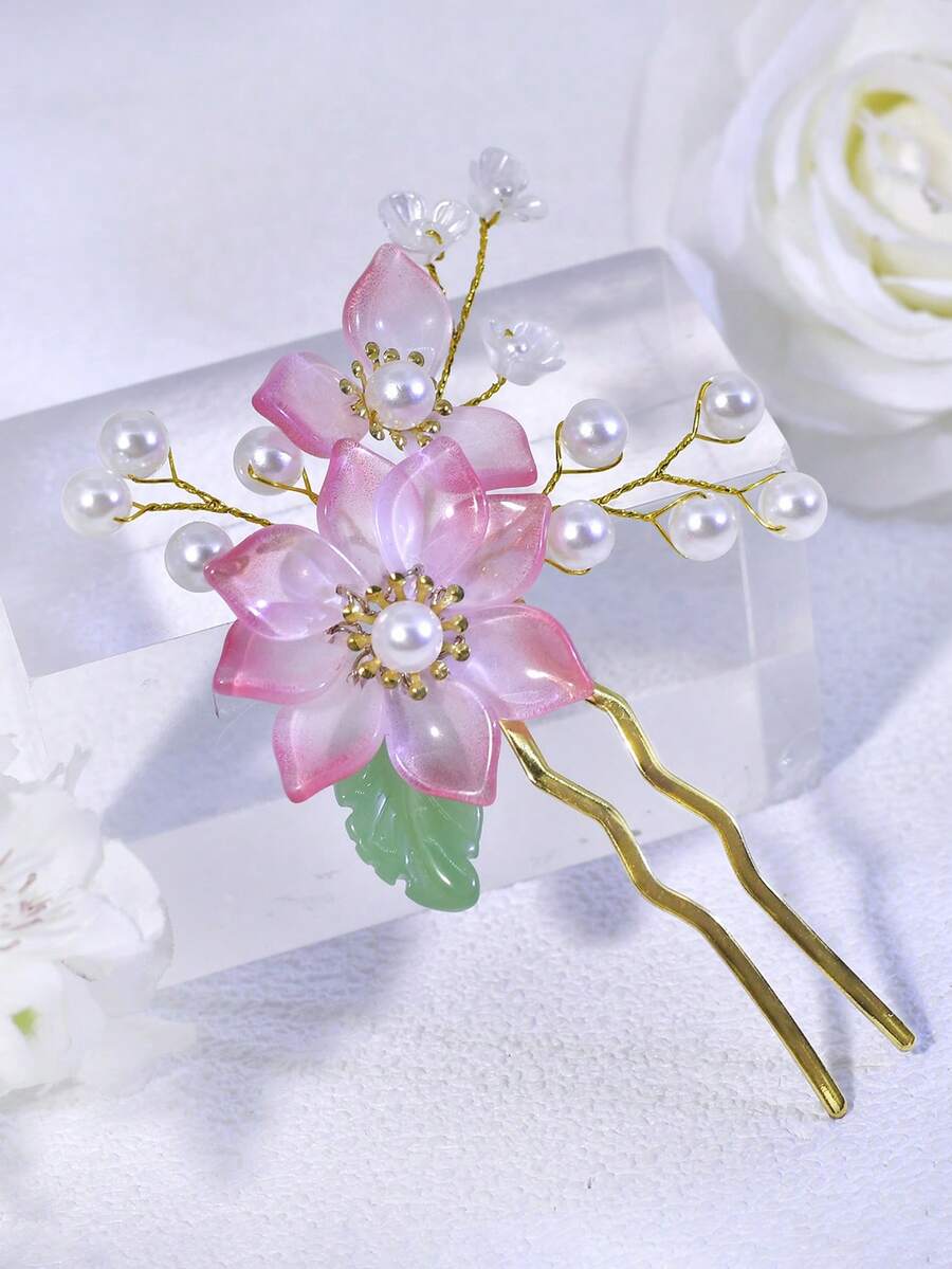1pc Exquisite Crystal Pearl Hair Clip Elegant Side Hair Accessory For Holiday Party Casual Daily Wear Women