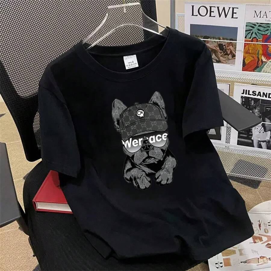 Special: Men's Short Sleeve Summer T-Shirt, Round Neck, Loose Fit, Modern Print, Fashionable Student Sports T-Shirt. - 淺灰紫 - 查看 1