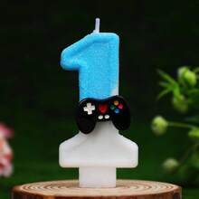 1pc Blue Video Game Shaped Birthday Candle, Children's Birthday Party Decor - Blue - View 4