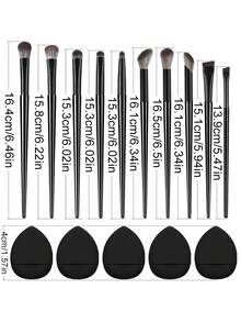ronshadow Bộ 10 cọ trang điểm chuyên nghiệp + 5 bông mút trang điểm, bao gồm cọ phấn phủ, cọ má hồng, cọ tạo khối vát cạnh, cọ nền phẳng, cọ phấn mắt, cọ tán màu, cọ kẻ lông mày vát cạnh, bộ cọ và bông mút trang điểm lông mềm không rụng lông, lý tưởng cho người mới bắt đầu. - màu đen - Xem 8