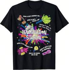 Casual Short Sleeve T-Shirt-Illumination Station VBS 2026 Bible School Christian Lights T-Shirt,playeras de niño,camisas para niño,,niños,ropa niño,niños 8 a 10 años,,bt21,conjuntos de niño,ropa de niño de 8 años,niños de 12 a 14,ropa de niño de 12 años adolecente,ofertas y liquidaciones de todo,tops de mujer,conjuntos para niña,Relaxed‑fit all‑day comfort, perfect for kids' schooling, weekend outings, birthday gifts and multi‑holiday wearingPerfect for Family Matching Outfits(2Y-3XL) - Negro - Ver 7