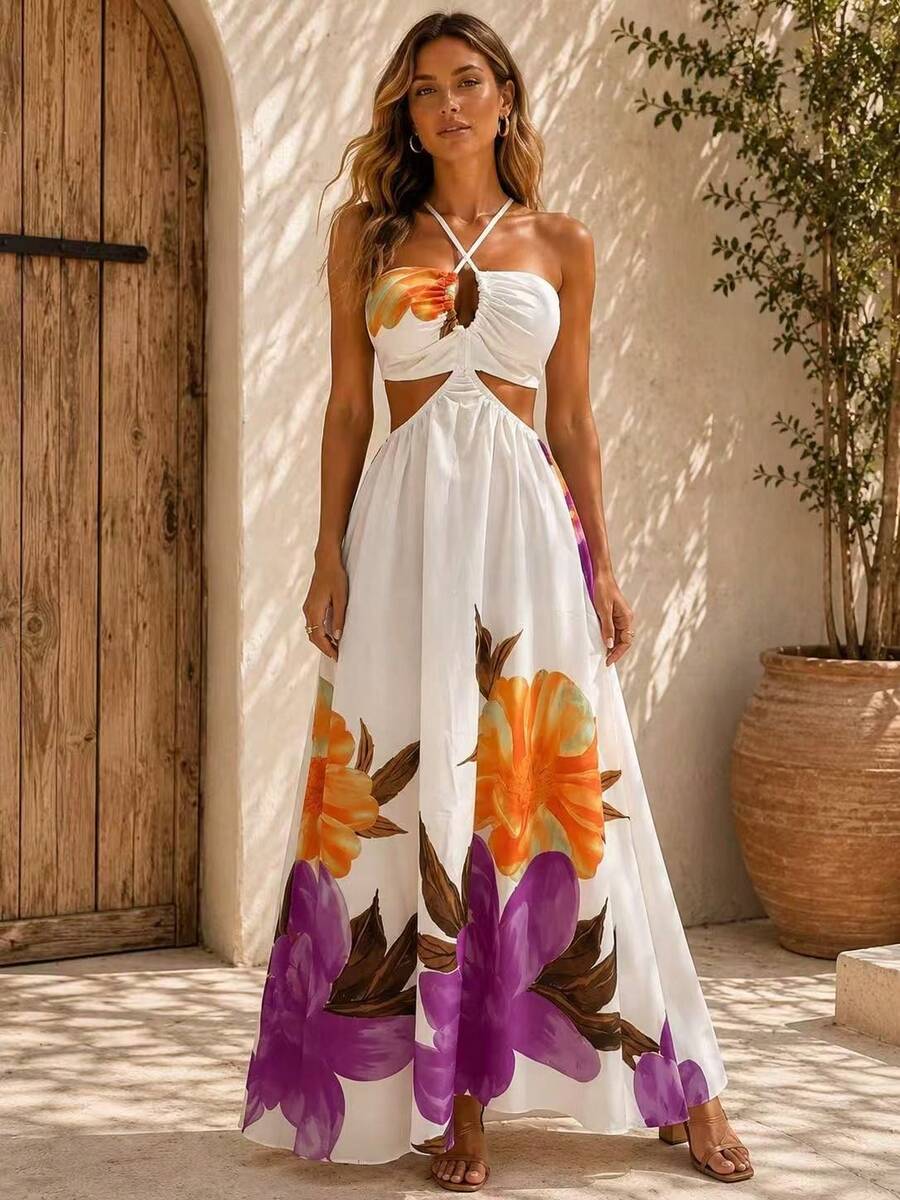 Long Dress With Built-In Bra, Boho Style, 2026 . - Pearl White - View 1