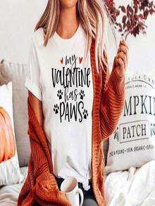 Women's Plus Size T-Shirt With 'Baseball Is My Favorite Season' Print, Casual, Black, Polyester, Short Sleeve, Crew Neck, Machine Washable, Spring And Summer Activewear, Fun Design T-Shirt, Suitable For Sports And Outdoor Activities - 白色 17 - 查看 1