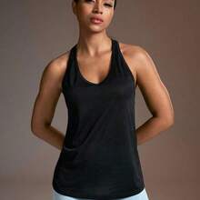 guangzhougaolangshangmao Powerista Top deportivo de mujer de unicolor con espalda cruzada y recortes - Negro01 - Ver 6