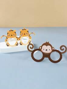 6pcs Cartoon Animal Style Paper Glasses, Jungle Animal Party Glasses, Birthday Party Decorative Paper Glasses, Baby Shower Party Photo Props, 1st Birthday Party Supplies, Happy Birthday Party Glasses, Wild Party Decor, Party Favors, Birthday Gifts, Newborn Party Decorations, Baby Shower Decor, Gender Reveal Decor, Jungle Animal Theme Party Decorations, Party Giveaways - Cartoon Animals - View 9