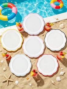 12pcs/24pcs 7 Inch Scalloped Paper Plates, White Plates With Colorful Rim (Purple/Yellow/Pink/Black/Blue/Red), Scalloped Edge Dessert Plates For Party, Wedding, Birthday, Baby-Shower Men Women - Multicolor - View 3